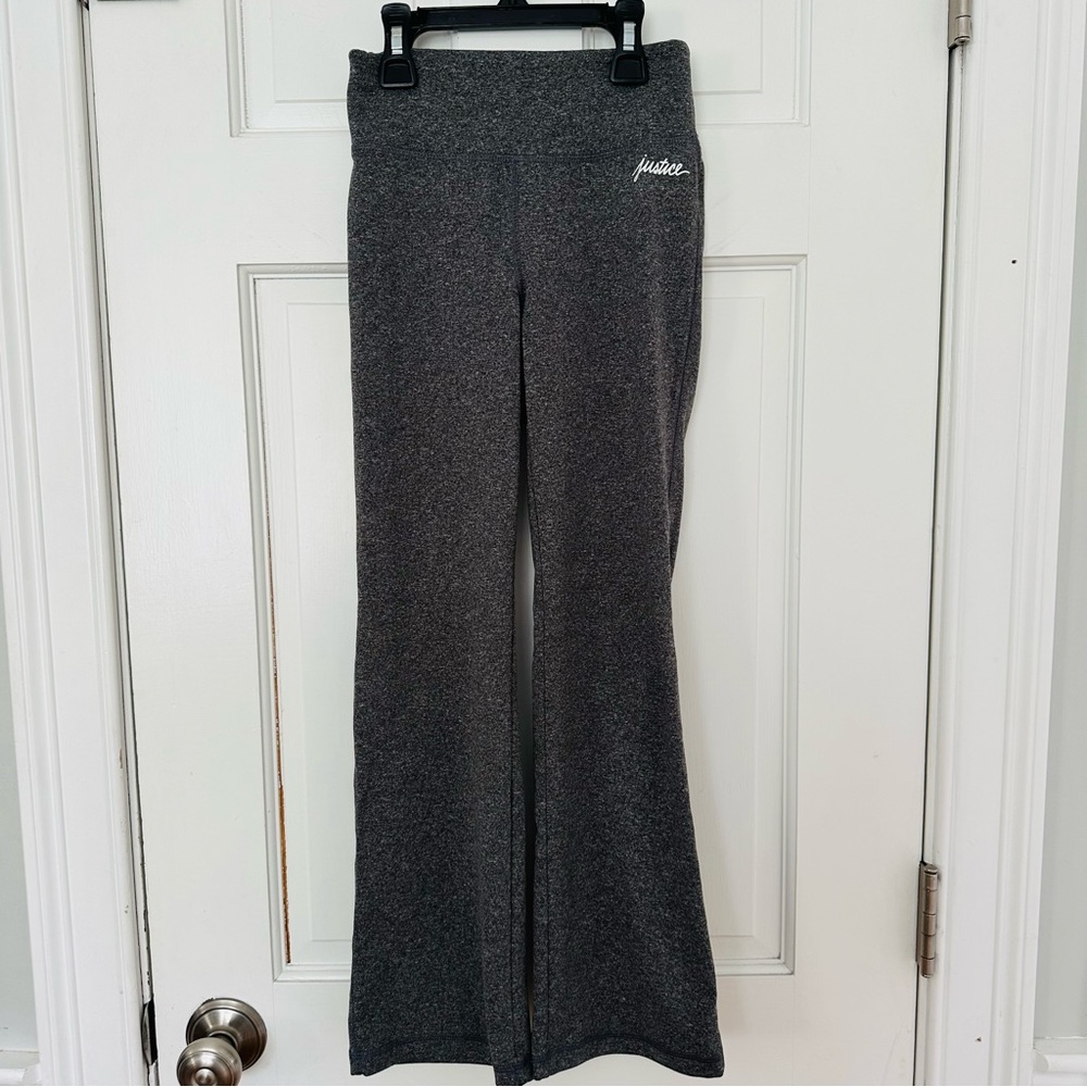 Justice Active Dark Heathered Gray Knit Flare Girls Leggings